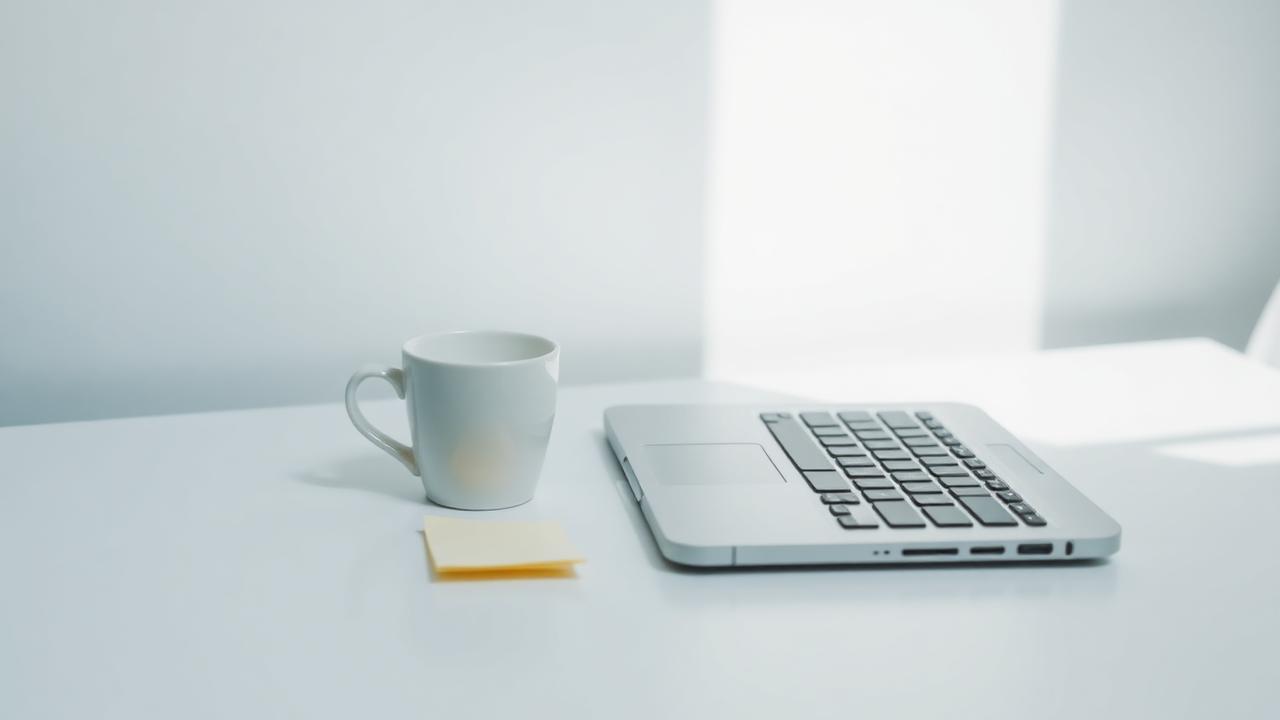 Laptop med gratis hjemmesidebygger åben ved siden af regnskabspapirer