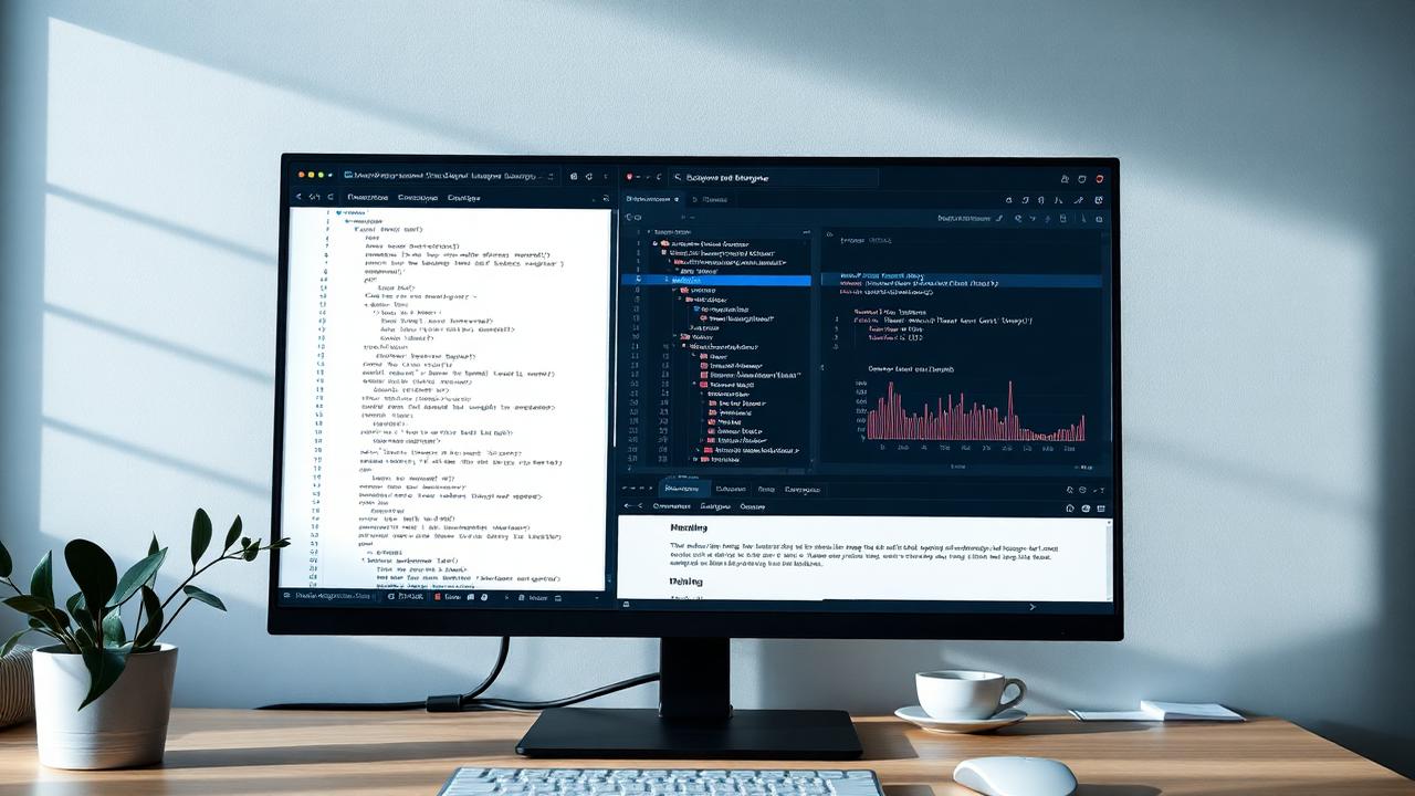 Udviklerskærm med HTML-markup og et performance-panel åbent ved siden af hinanden